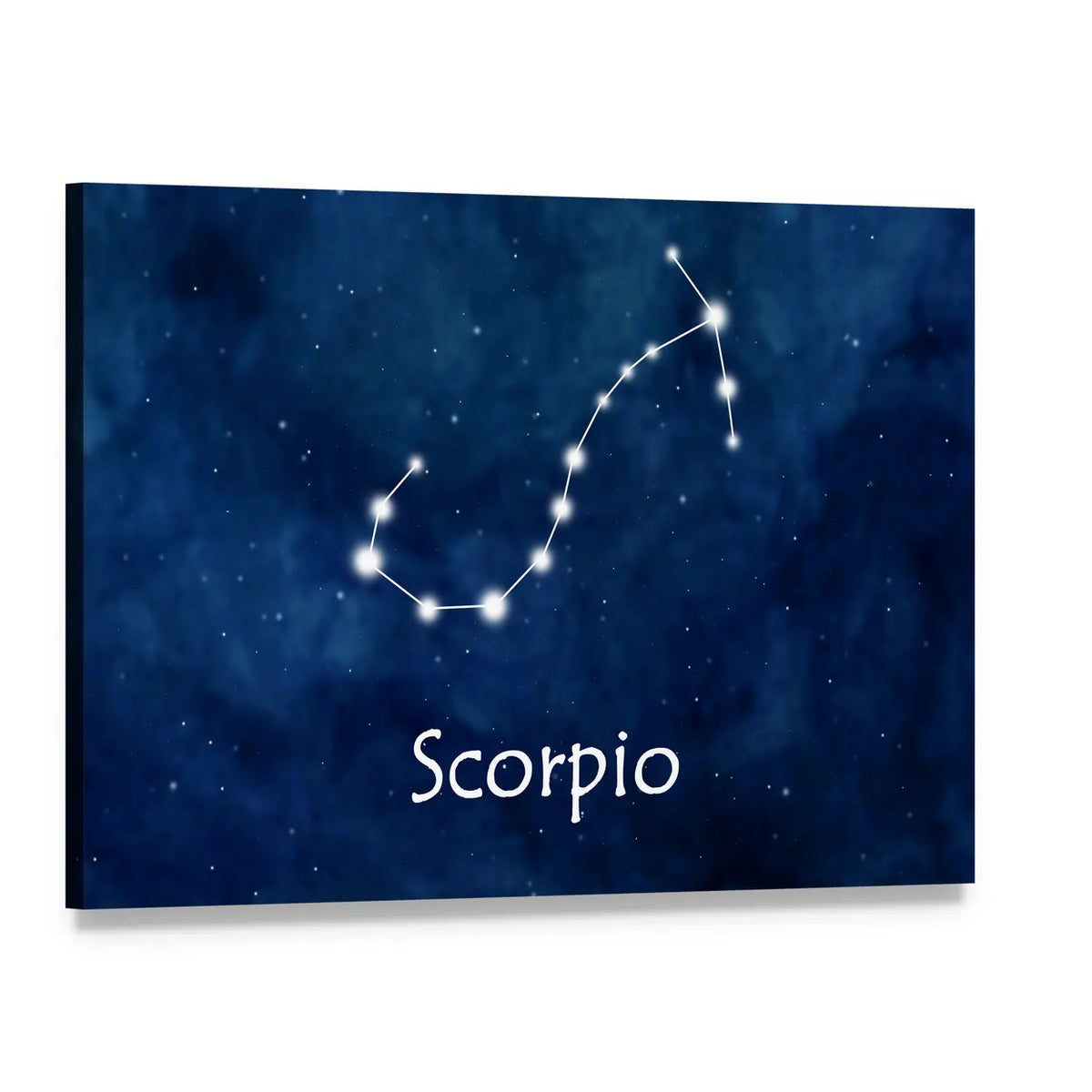 Scorpio Constellation Canvas Wall Art, single panel gallery wrapped canvas, angled product view