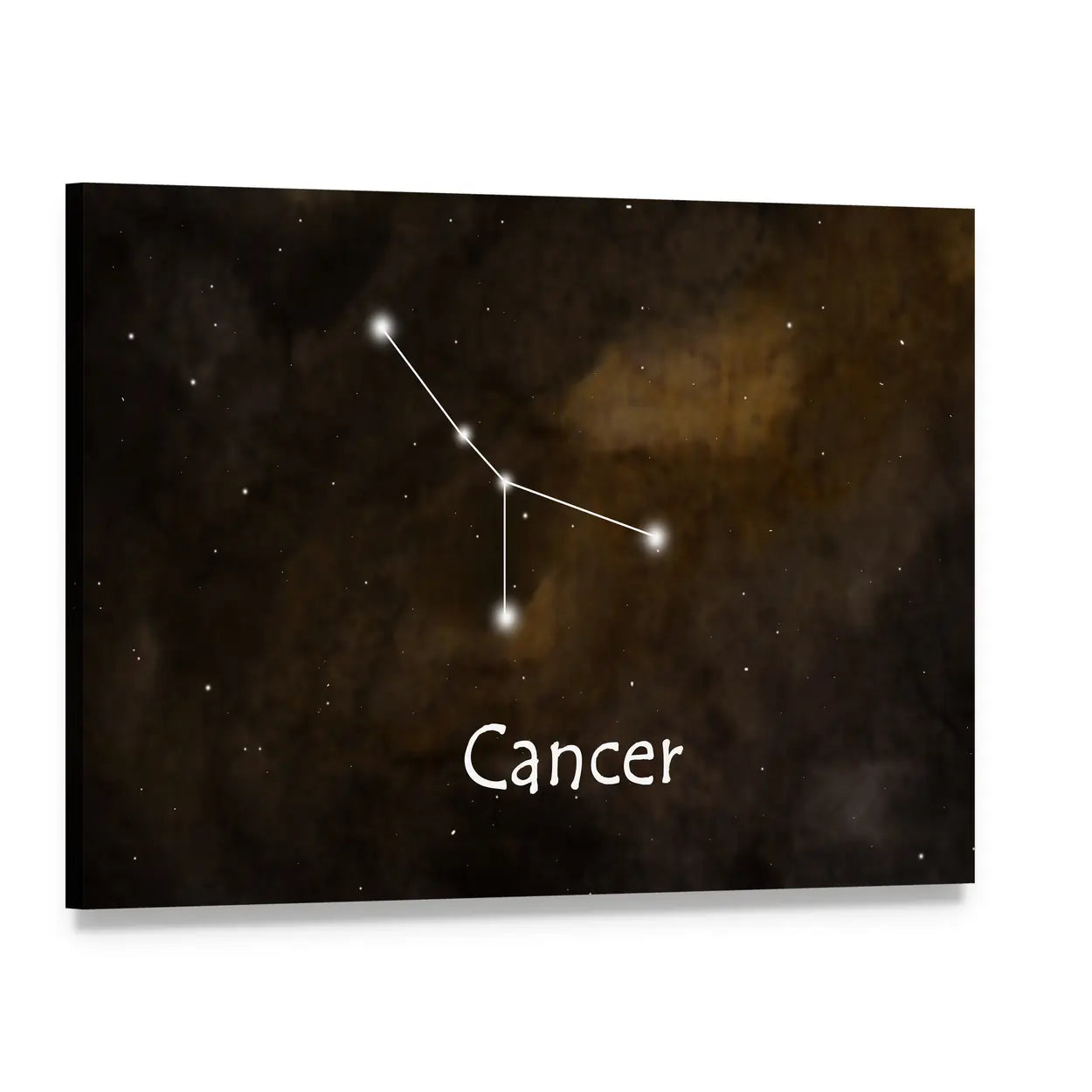 Cancer Zodiac Constellation Canvas Wall Art, single panel gallery wrapped canvas, angled product view