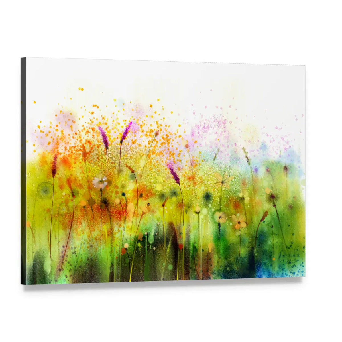 Cosmos Wildflower Meadow Canvas Wall Art, single panel gallery wrapped canvas, angled product view