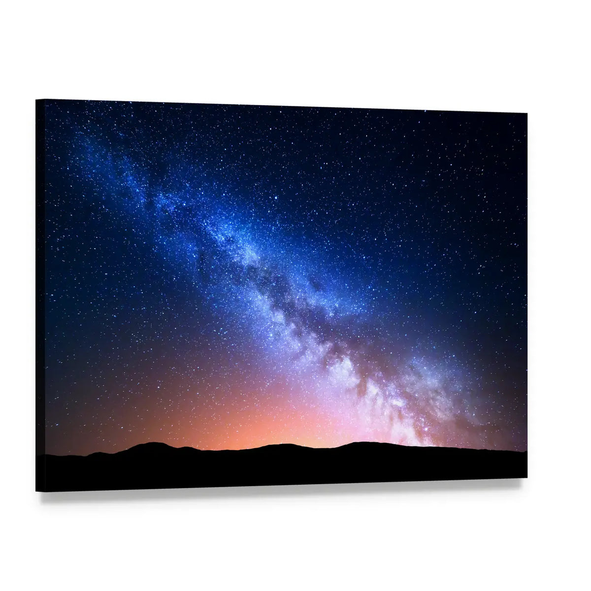 Starry Sky With Hills At Summer Canvas Wall Art, single panel gallery wrapped canvas, angled product view