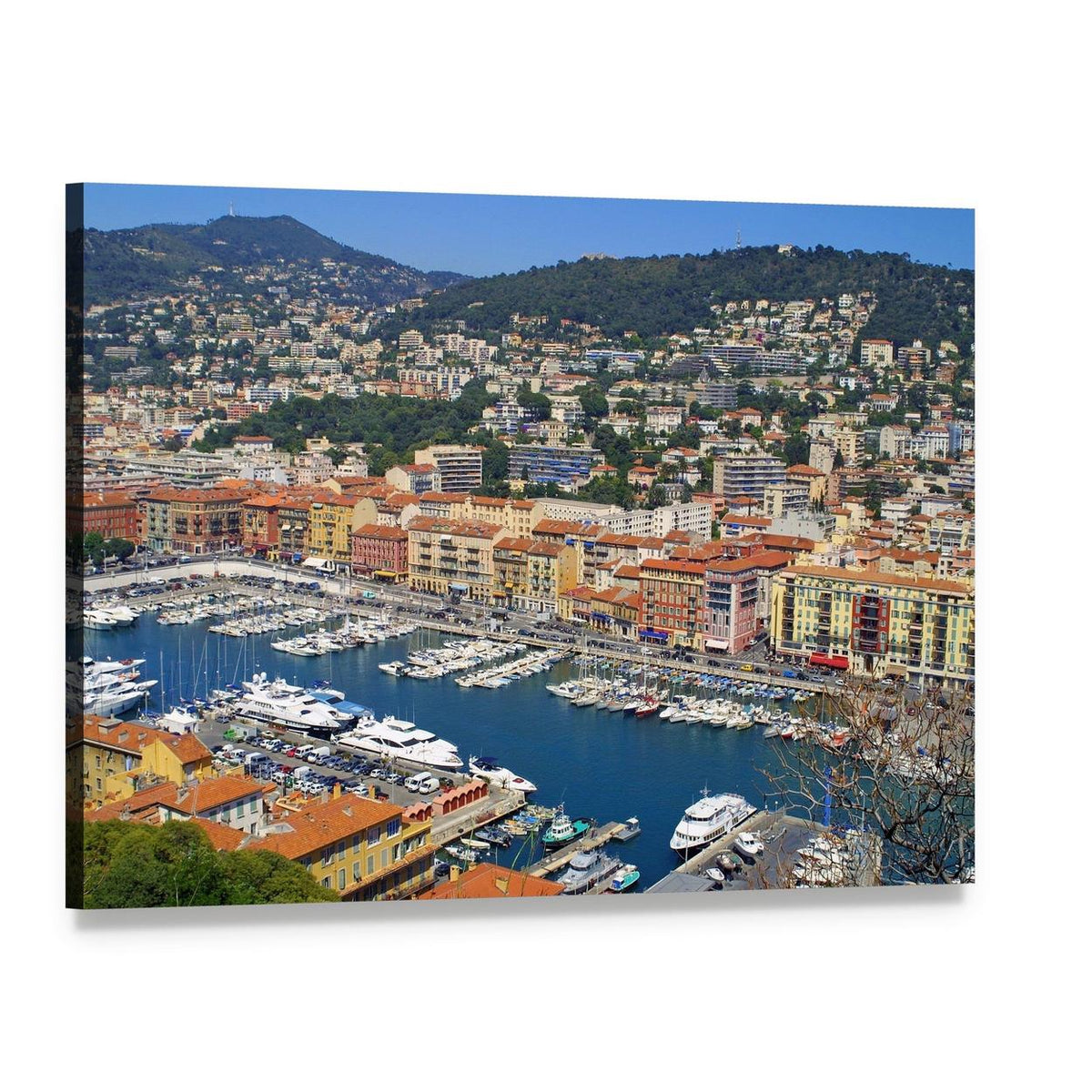 Nice, France Harbor Cityscape Canvas Wall Art, single panel gallery wrapped canvas, angled product view