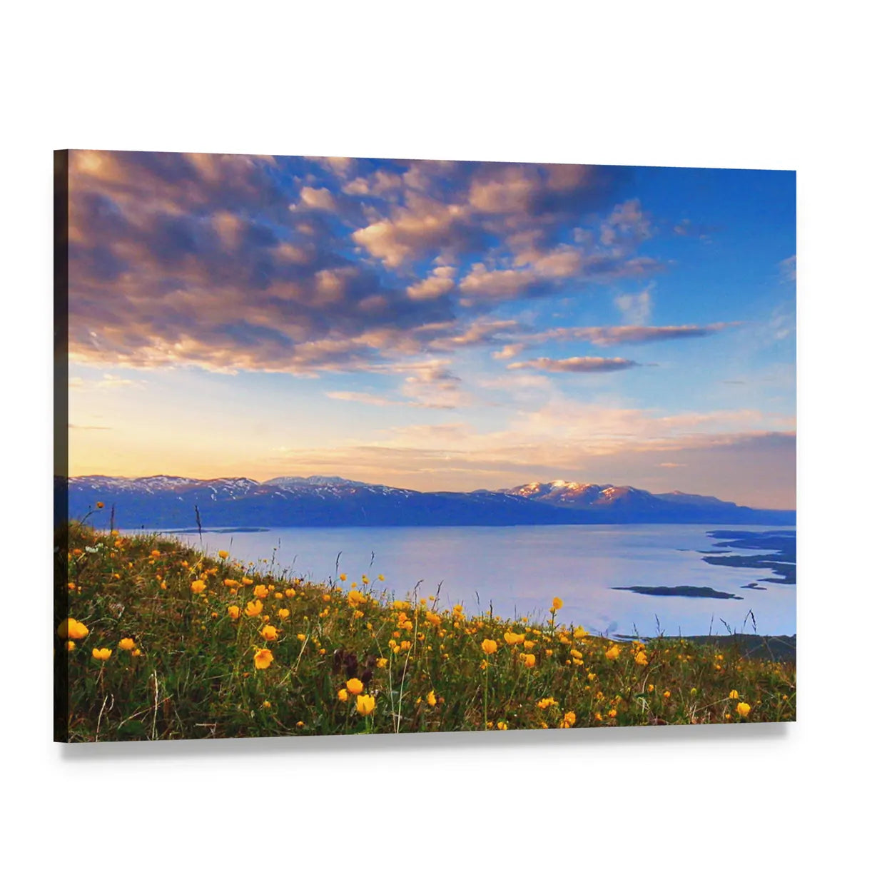 Mountain Lake In Abisko National Park In Sweden Canvas Wall Art, single panel gallery wrapped canvas, angled product view