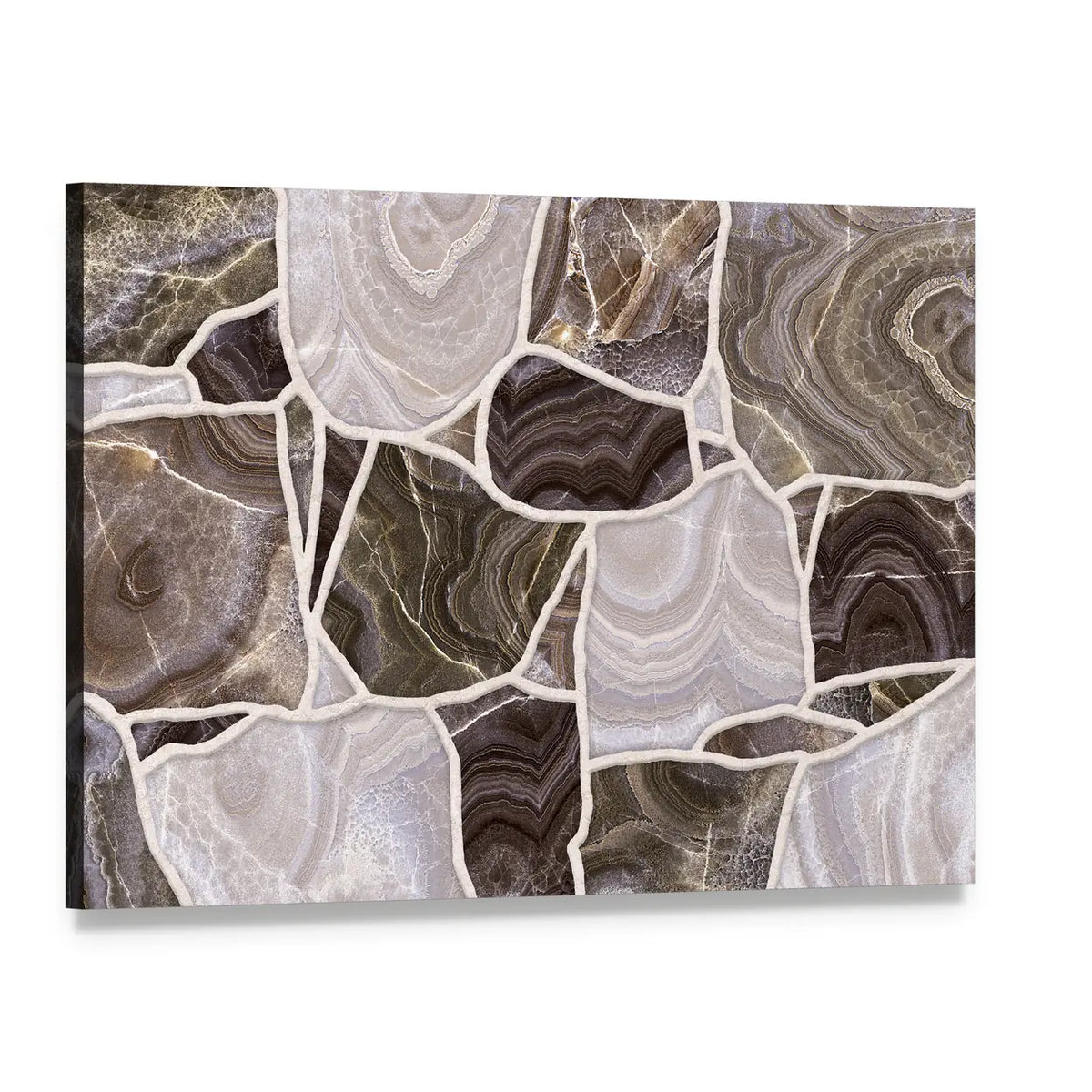 3d Stone Mosaic Canvas Wall Art, single panel gallery wrapped canvas, angled product view