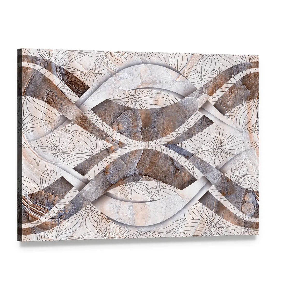 Seamless Stone Bands Abstract Canvas Wall Art, single panel gallery wrapped canvas, angled product view