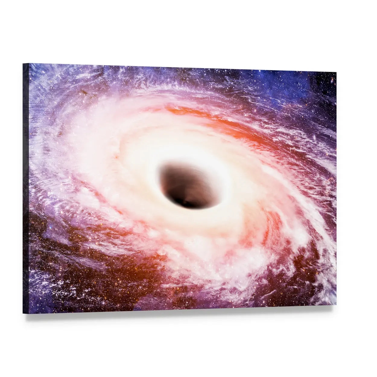 Black Hole with Glowing Accretion Disk Canvas Wall Art, single panel gallery wrapped canvas, angled product view