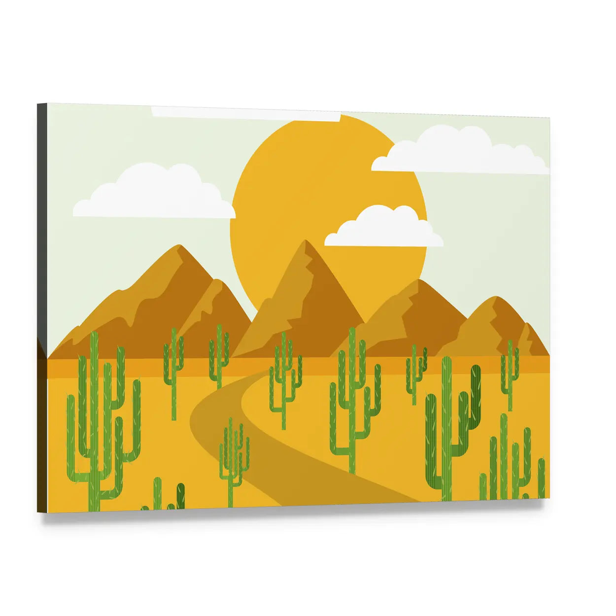 Layered Desert Vector Illustration Canvas Wall Art, single panel gallery wrapped canvas, angled product view