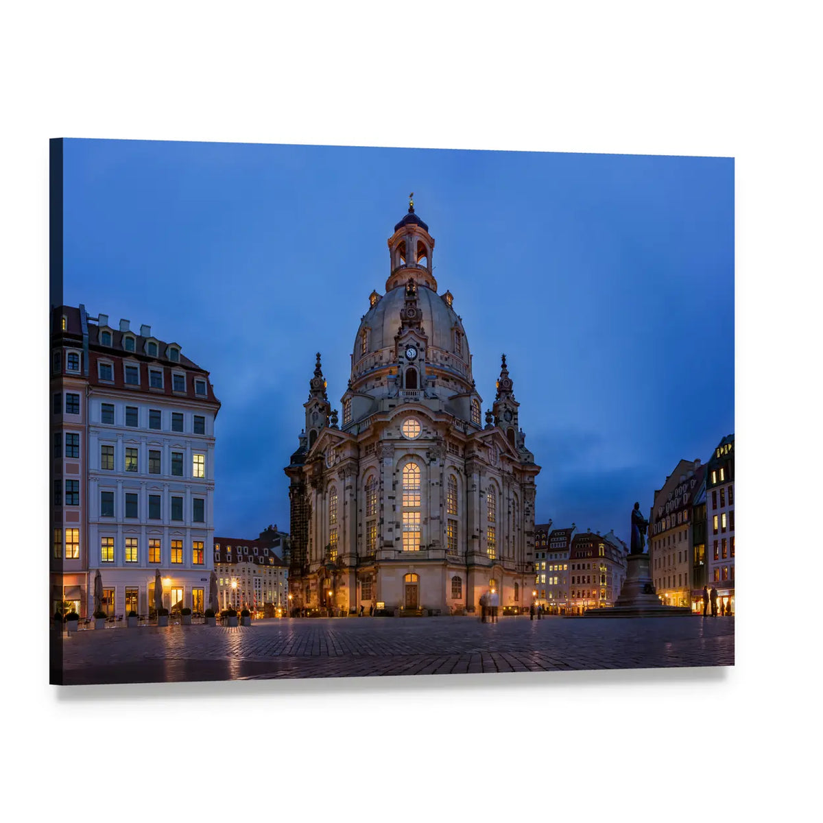 Frauenkirche Dresden at Dusk Canvas Wall Art, single panel gallery wrapped canvas, angled product view