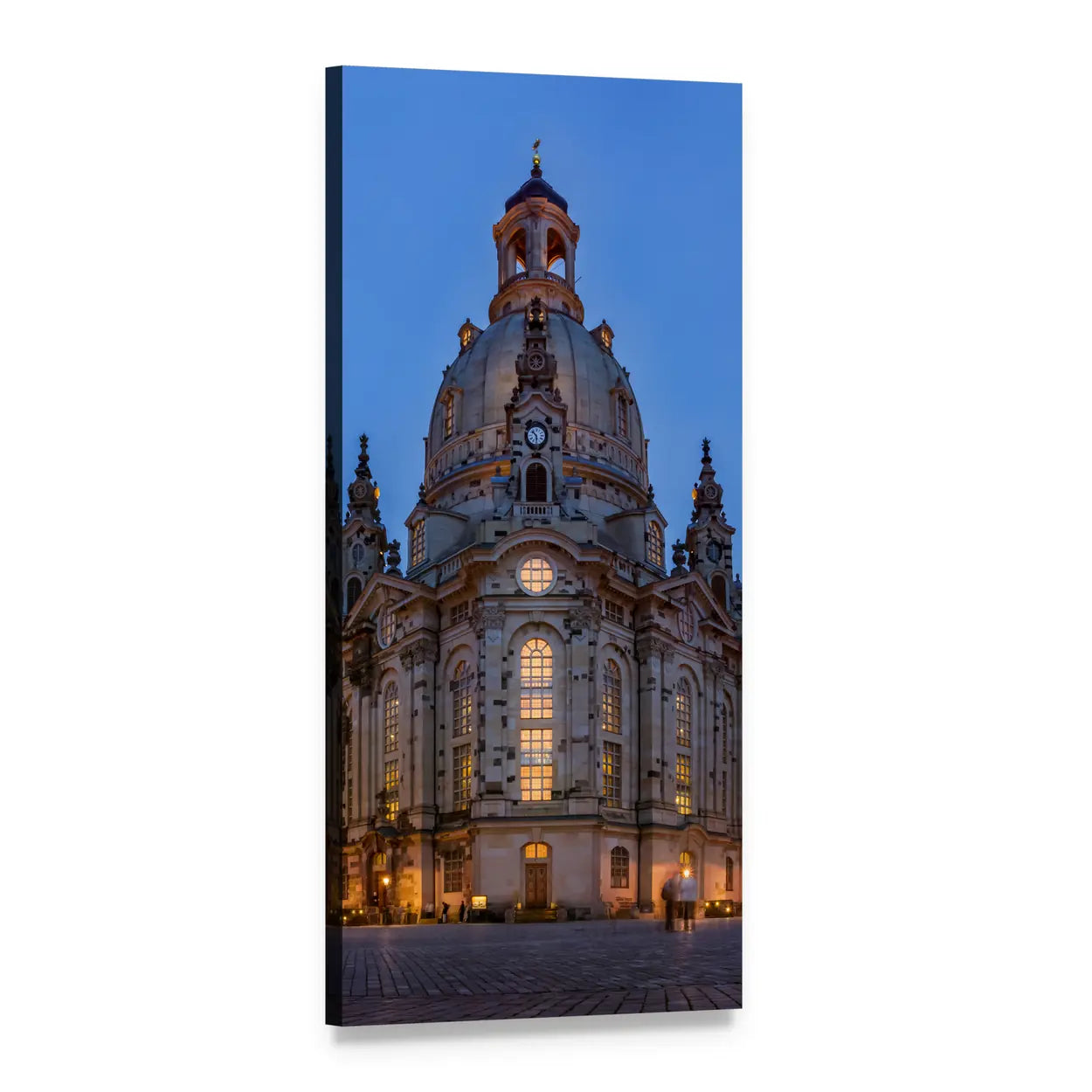Frauenkirche Dresden at Twilight Vertical Canvas Wall Art, 1 panel 1 Vertical layout gallery wrapped canvas set, angled product view