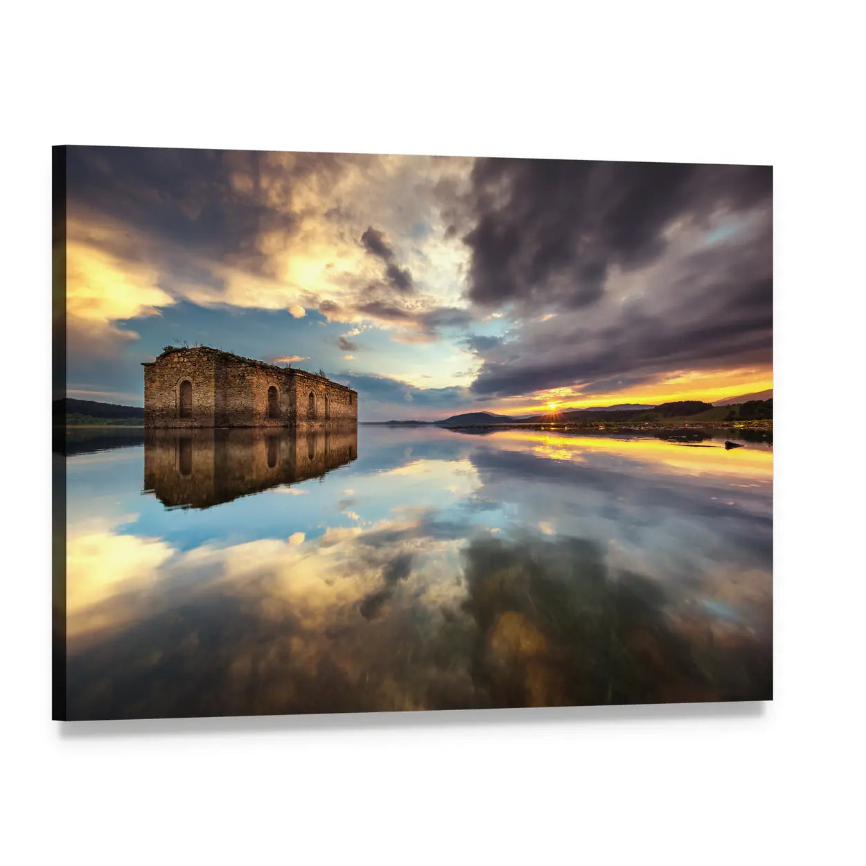 Abandoned Church In Dam Jrebchevo In Bulgaria Canvas Wall Art, single panel gallery wrapped canvas, angled product view