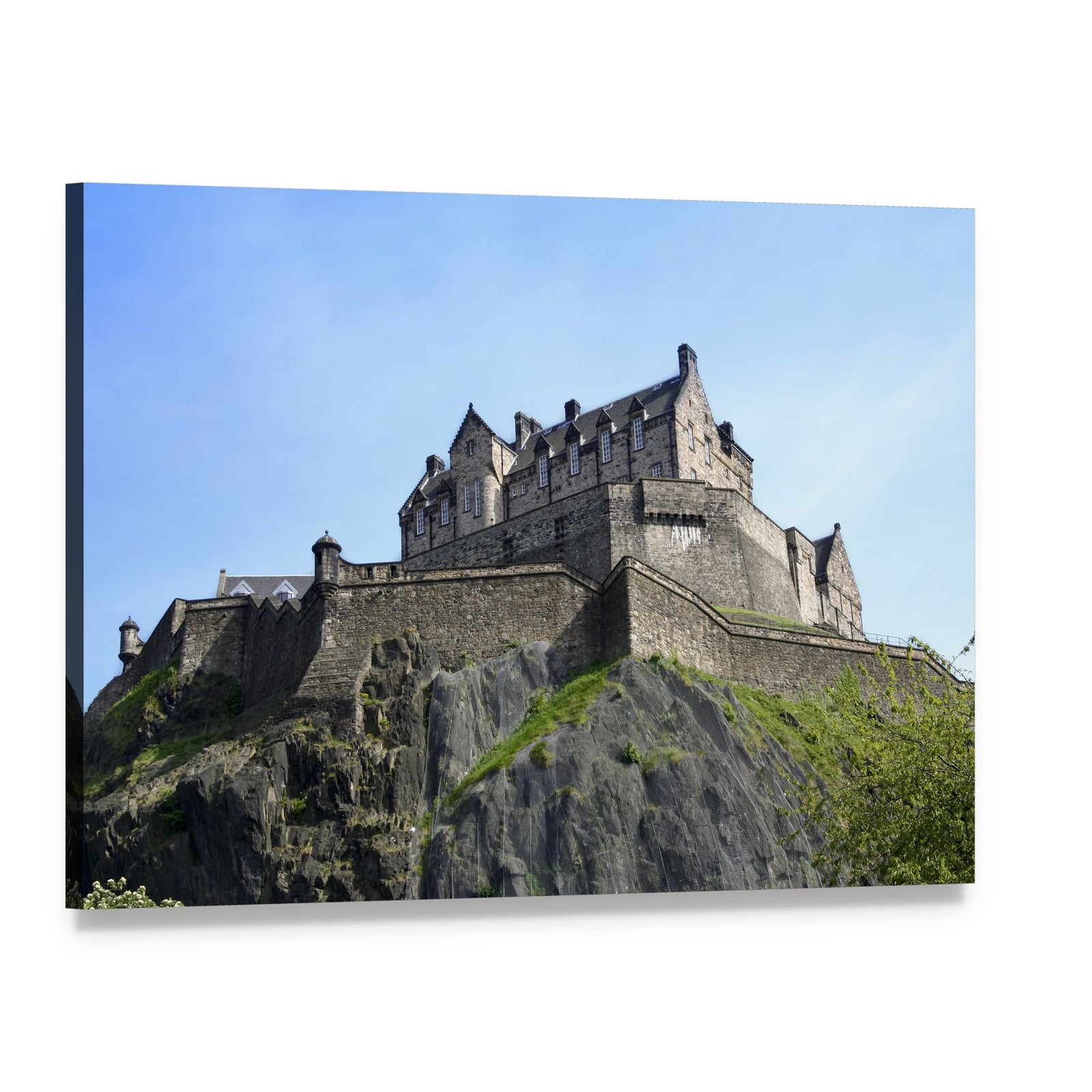 Historic Edinburgh Castle Canvas Wall Art, single panel gallery wrapped canvas, angled product view
