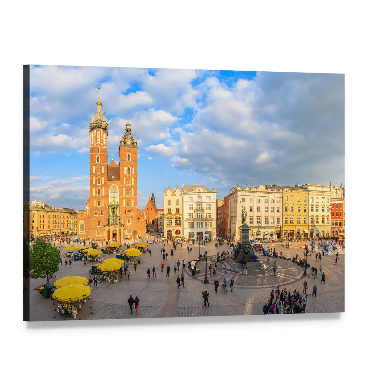 St. Mary's Basilica at Krakow Main Market Square Canvas Wall Art, single panel gallery wrapped canvas, angled product view