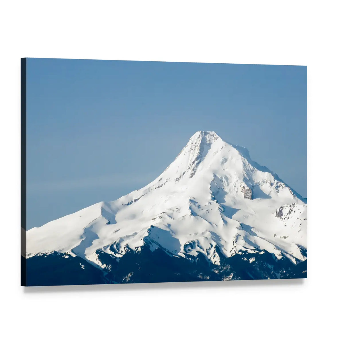 Mount Hood Snow-capped Peak Canvas Wall Art, single panel gallery wrapped canvas, angled product view