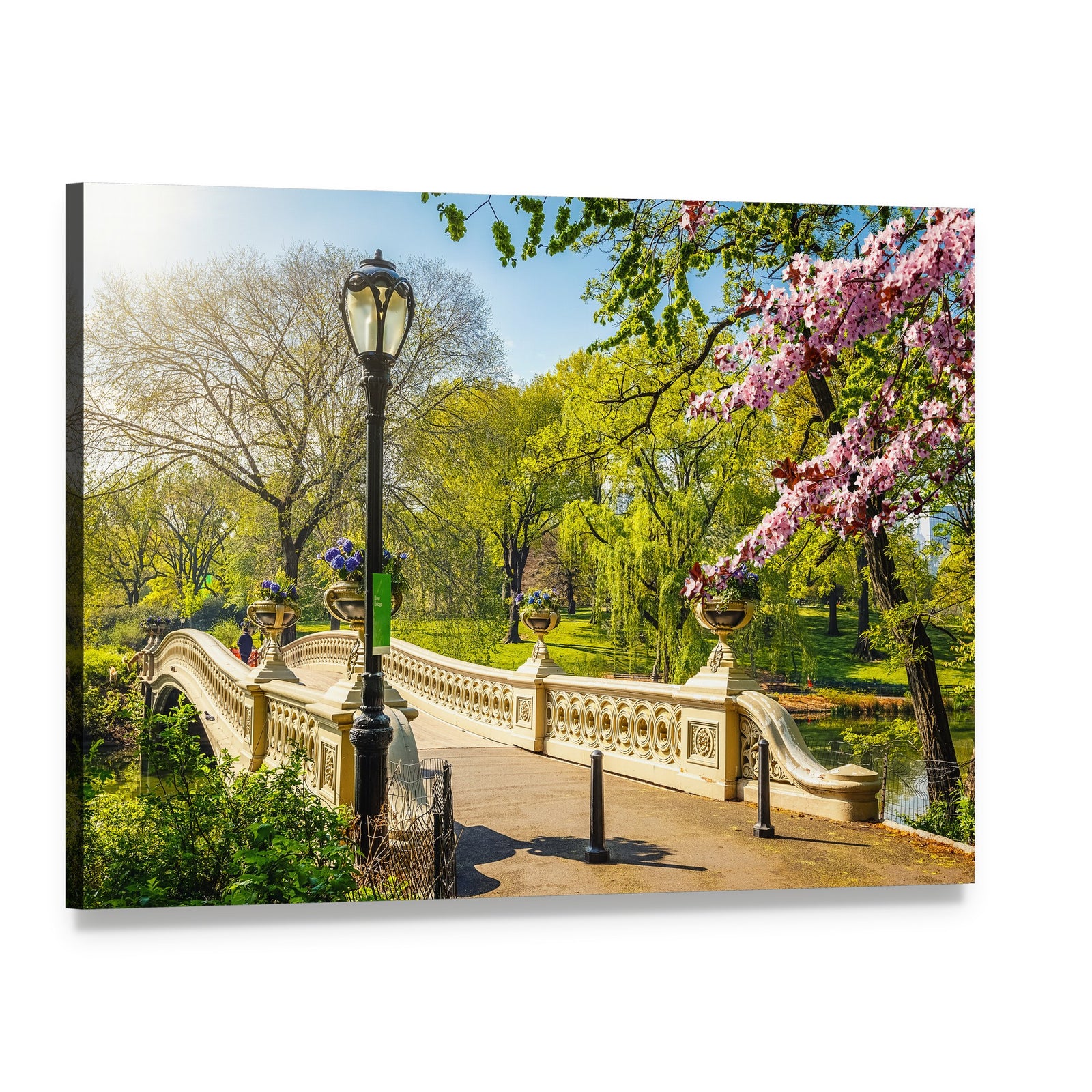 Bow Bridge in Central Park Canvas Wall Art, single panel gallery wrapped canvas, angled product view