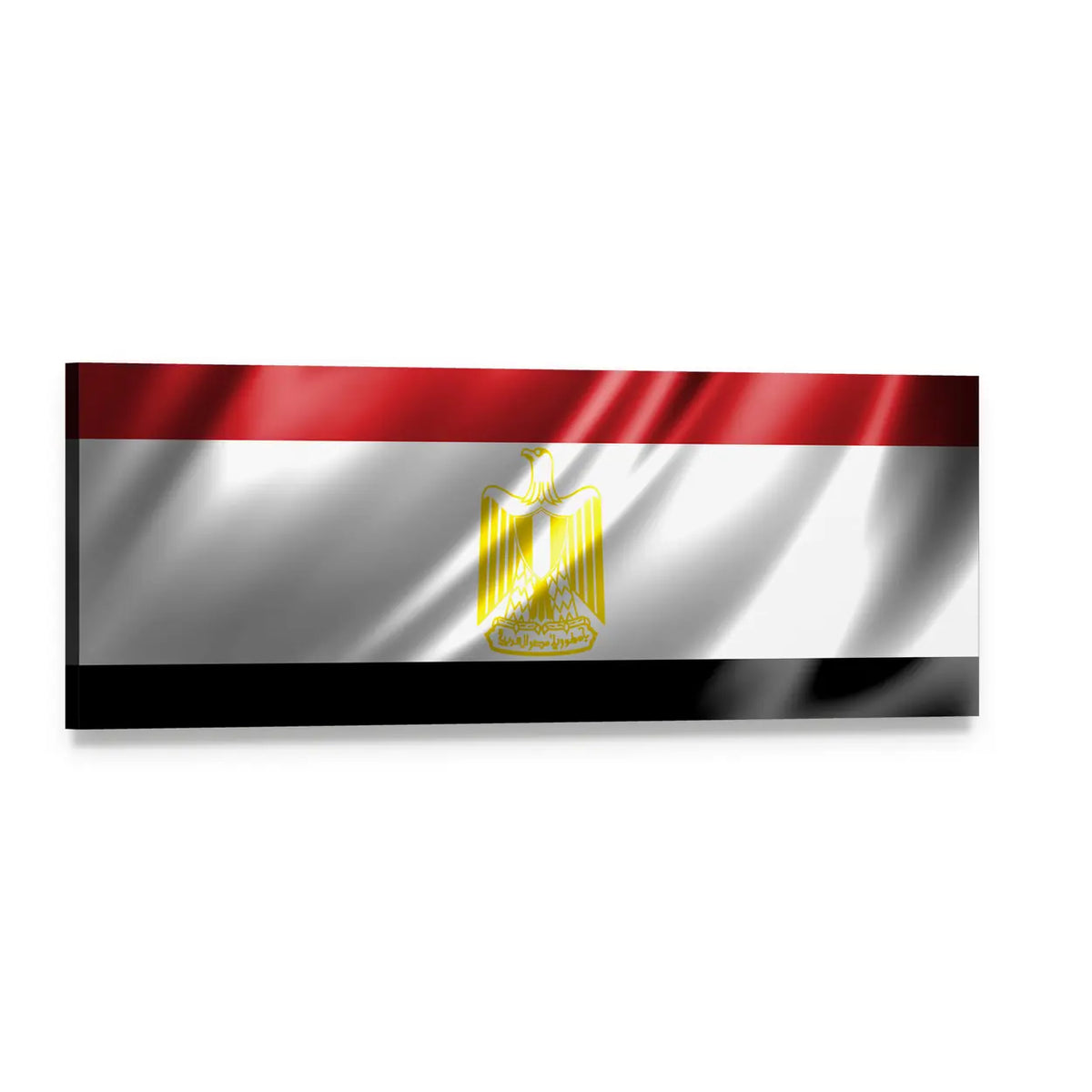 Waving Egyptian Flag with Golden Eagle Panoramic Canvas Wall Art, single panel gallery wrapped canvas, angled product view