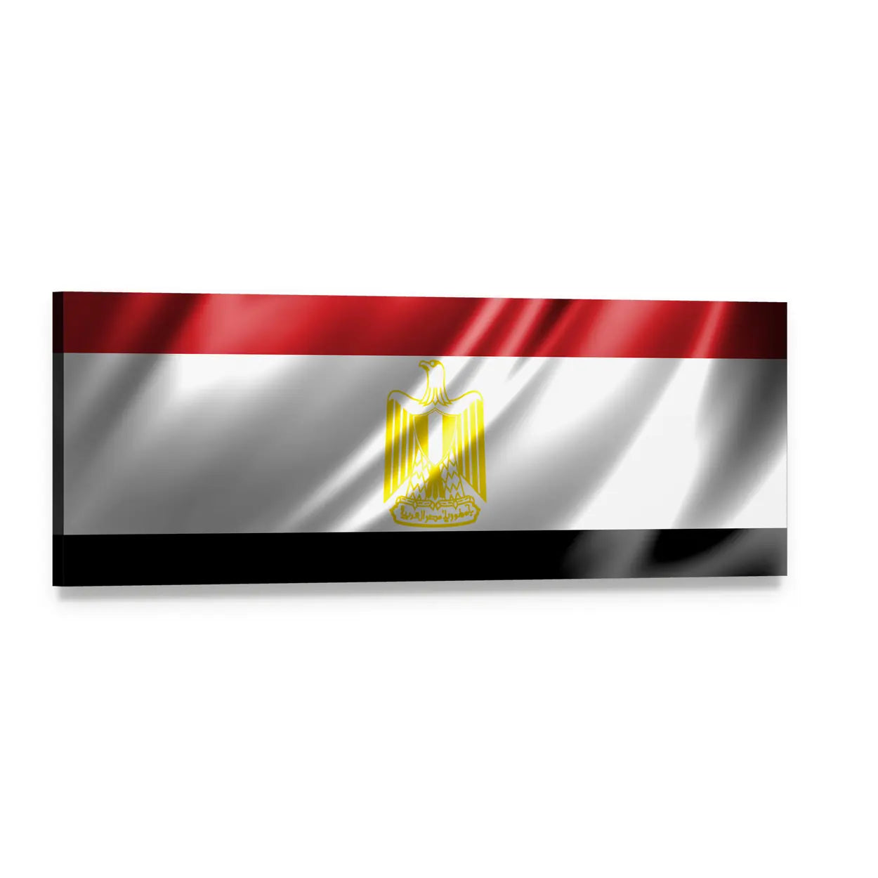 Waving Egyptian Flag with Golden Eagle Panoramic Canvas Wall Art, single panel gallery wrapped canvas, angled product view