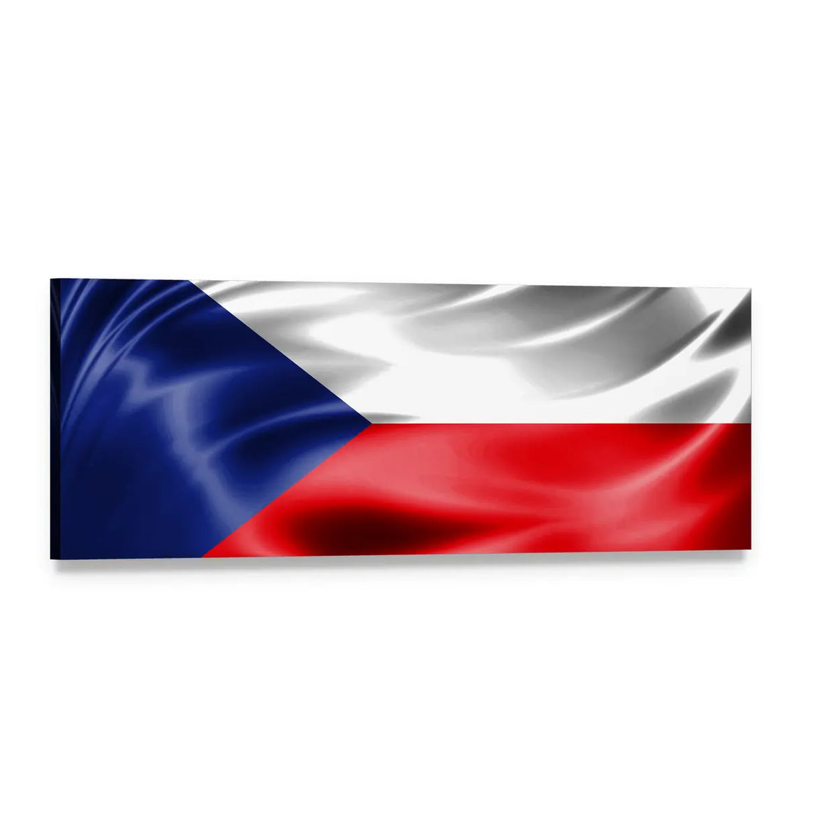 Czech Republic Flag Panoramic Canvas Wall Art, single panel gallery wrapped canvas, angled product view