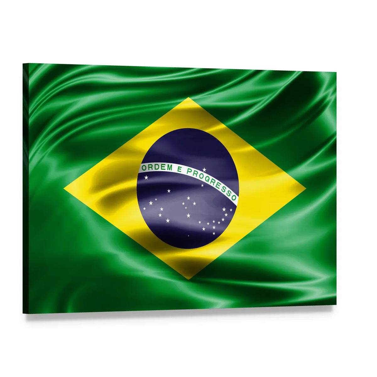 Flag of Brazil Canvas Wall Art, single panel gallery wrapped canvas, angled product view