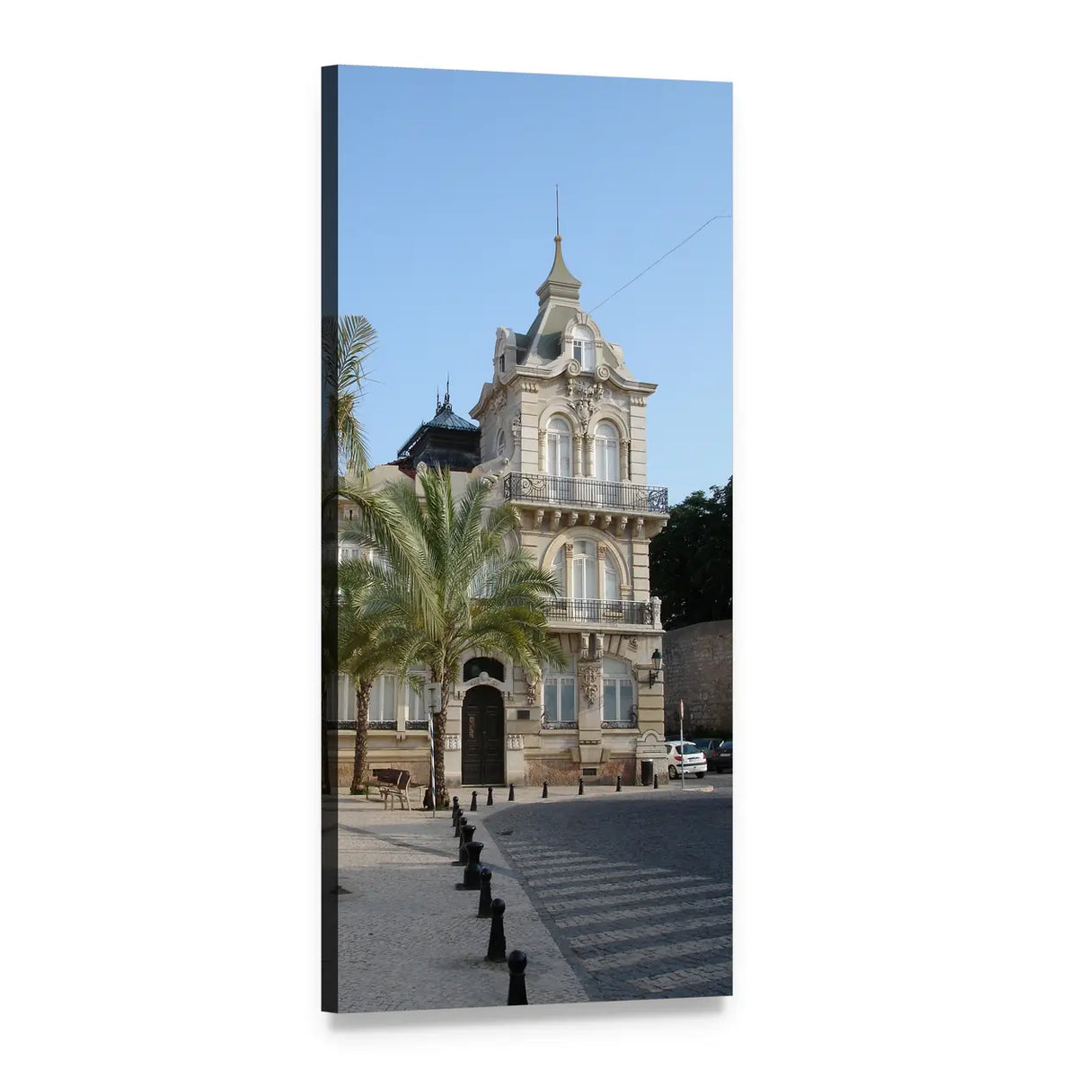 Algarve Church in Portugal Vertical Canvas Wall Art, 1 panel 1 Vertical layout gallery wrapped canvas set, angled product view