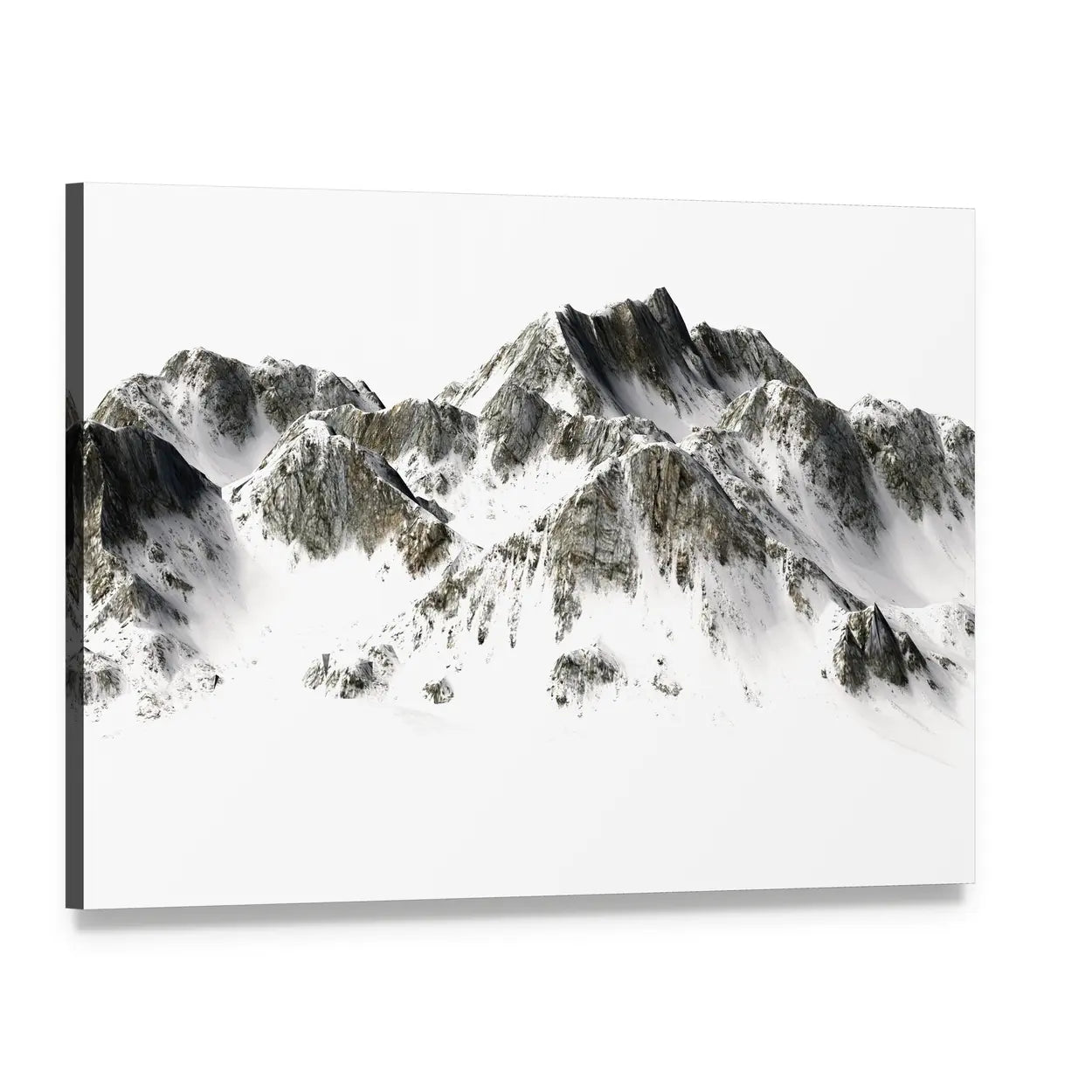 Snowy Mountain Peak Canvas Wall Art, single panel gallery wrapped canvas, angled product view