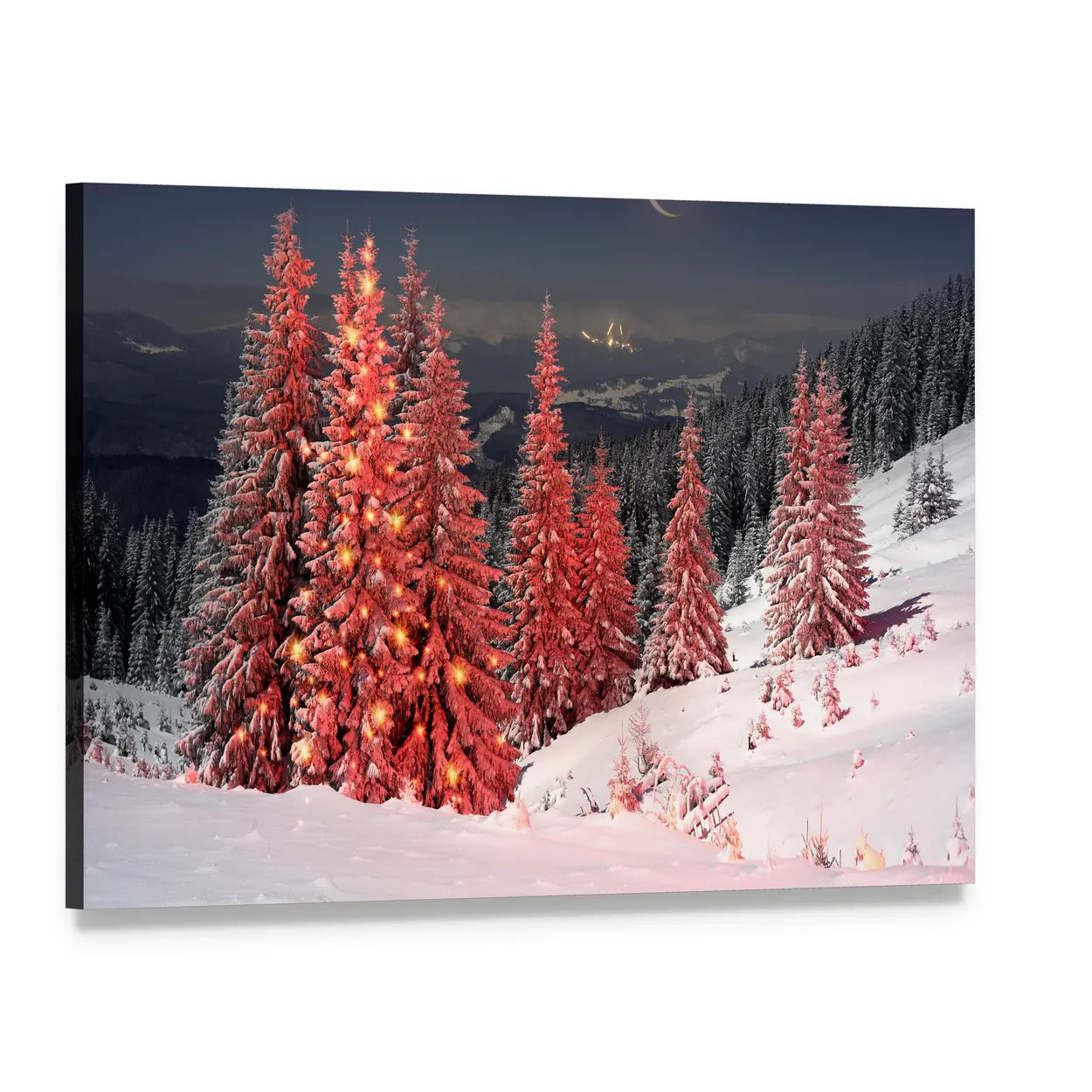 Mount Kukul Winter Night Canvas Wall Art, single panel gallery wrapped canvas, angled product view
