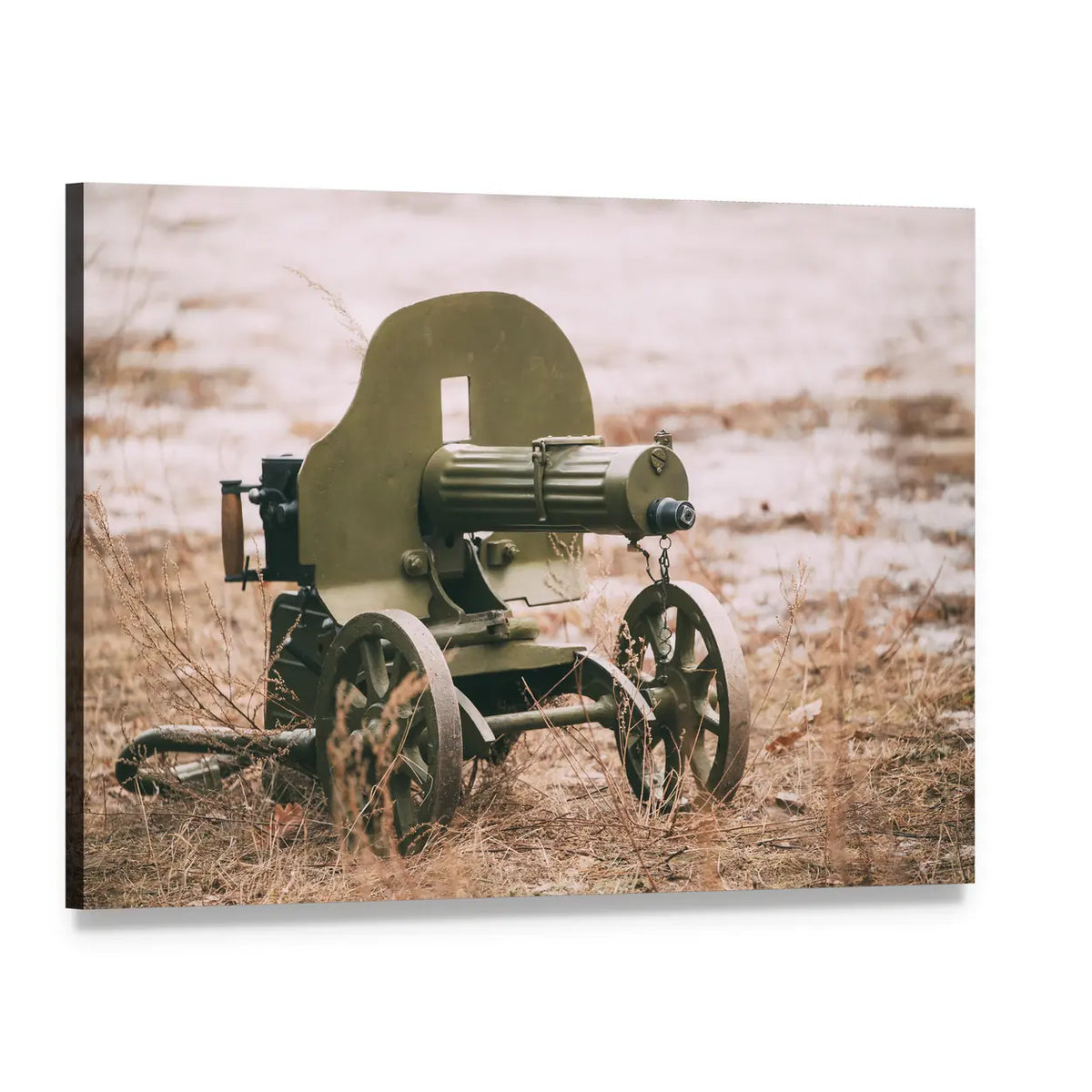 Soviet Pm M1910 Maxim Machine Gun Canvas Wall Art, single panel gallery wrapped canvas, angled product view
