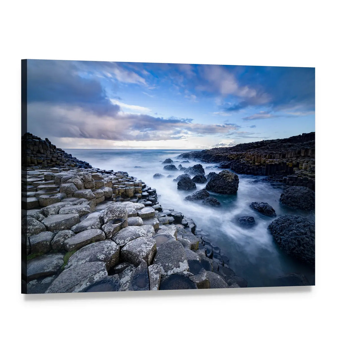 Giant's Causeway Basalt Columns, Ireland Canvas Wall Art, single panel gallery wrapped canvas, angled product view