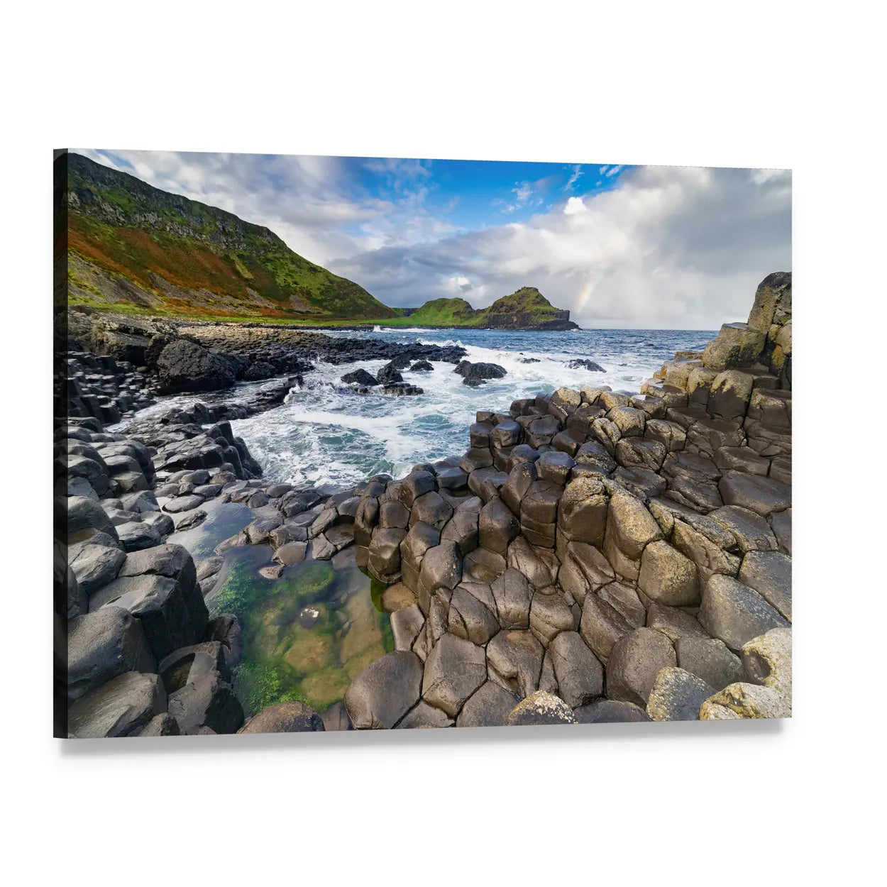 Giant's Causeway Basalt Columns Canvas Wall Art, single panel gallery wrapped canvas, angled product view