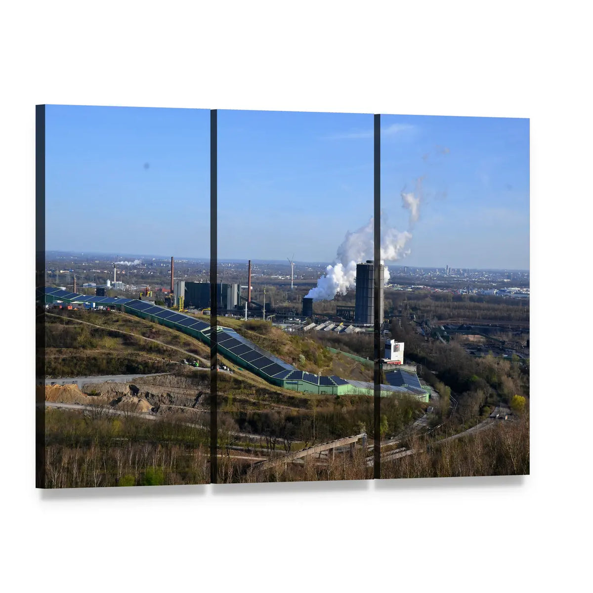 View of the Ruhr Region Canvas Wall Art, 3 panel 3 Horizontal layout gallery wrapped canvas set, angled product view