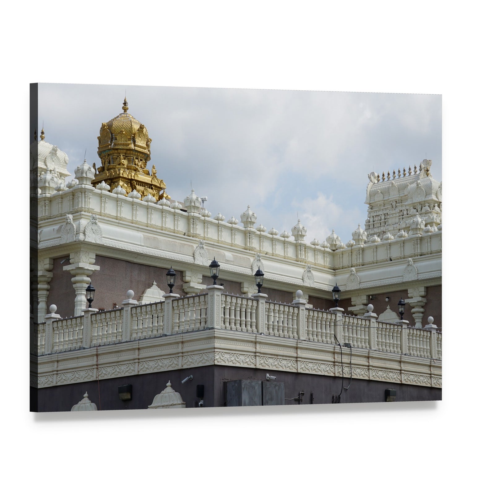 Sri Venkateswara Temple with Golden Dome Canvas Wall Art, single panel gallery wrapped canvas, angled product view