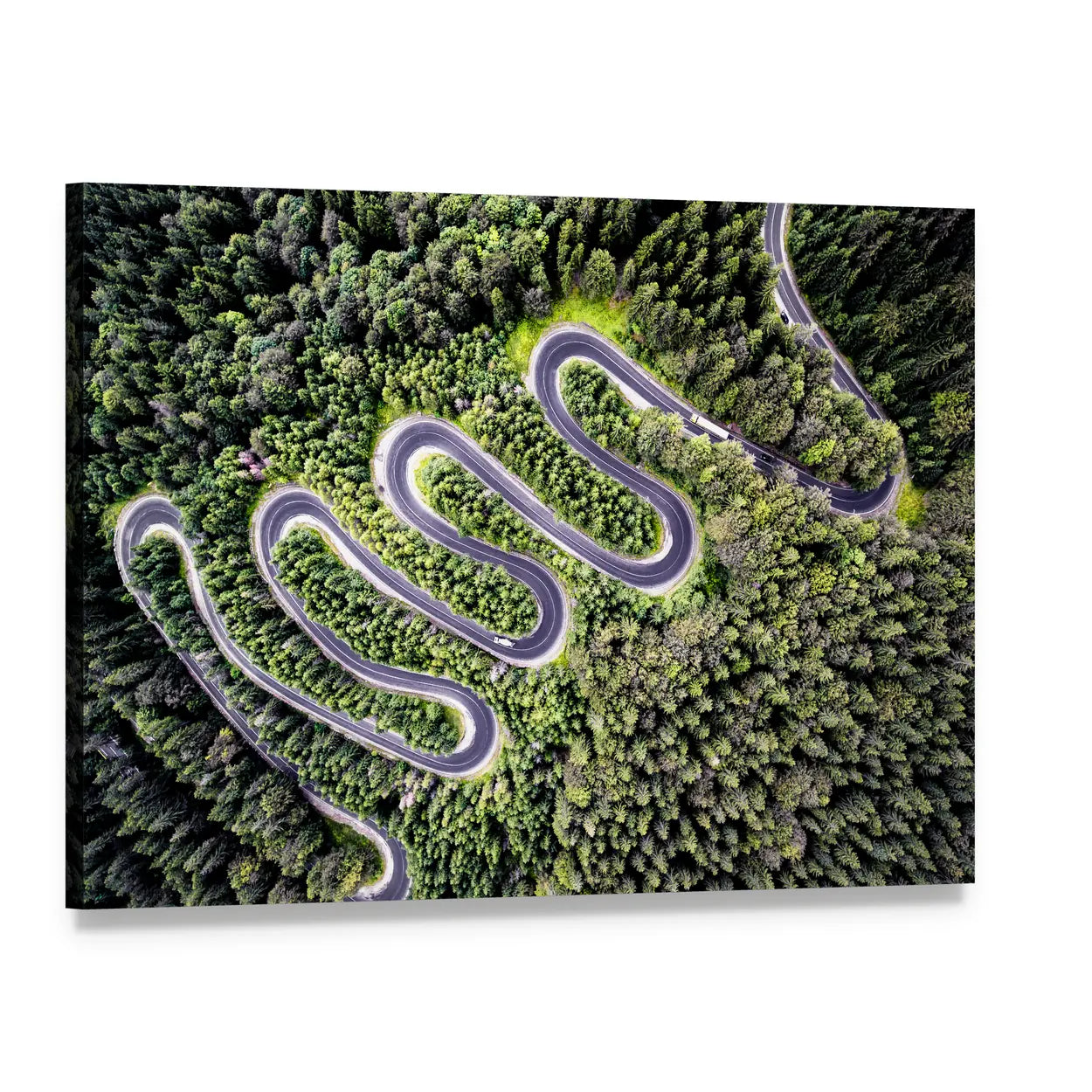 Transfagarasan Curvy Road In Romania Canvas Wall Art, single panel gallery wrapped canvas, angled product view