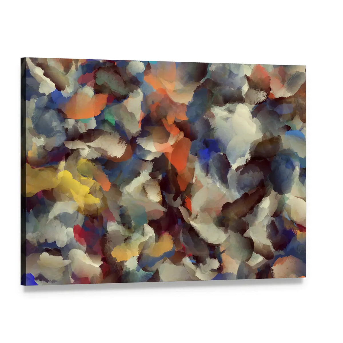 Colorful Retro Abstract Brushstroke Composition Canvas Wall Art, single panel gallery wrapped canvas, angled product view