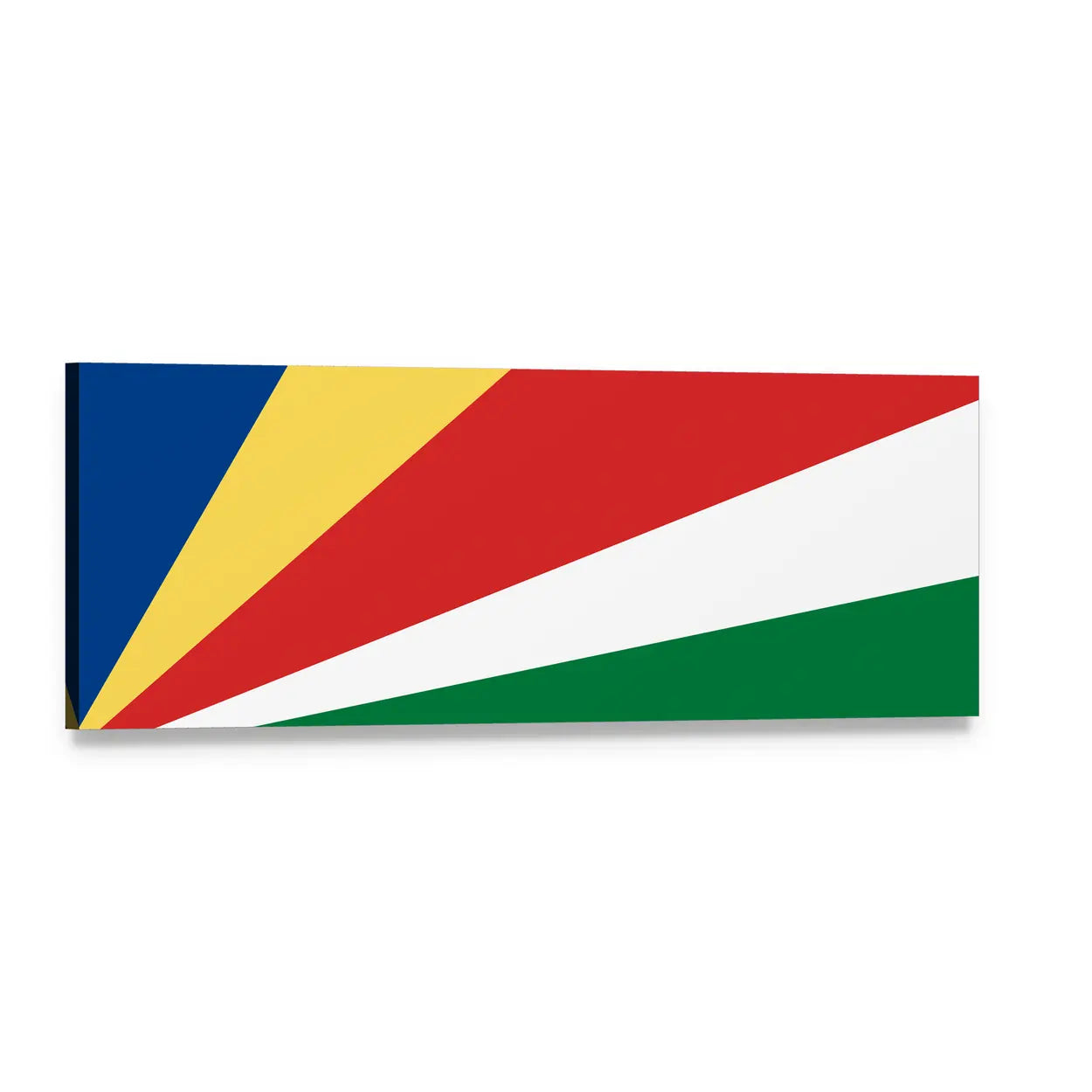 Seychelles Flag with Oblique Color Bands Panoramic Canvas Wall Art, single panel gallery wrapped canvas, angled product view