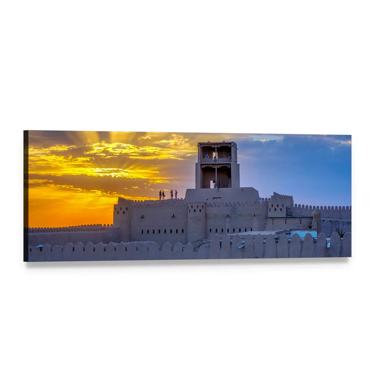 Old City of Khiva Panoramic Canvas Wall Art, single panel gallery wrapped canvas, angled product view