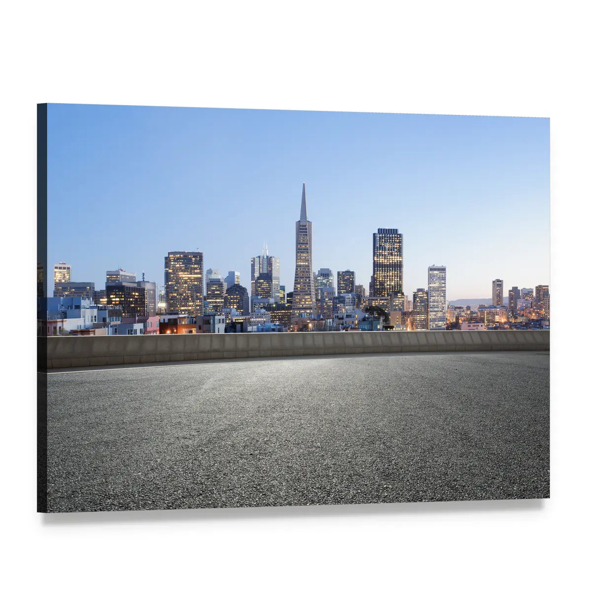 San Francisco Skyline at Dusk Canvas Wall Art, single panel gallery wrapped canvas, angled product view