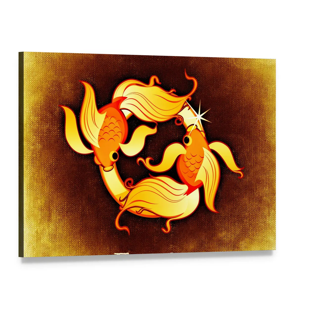 Pisces Zodiac Fish Illustration Canvas Wall Art, single panel gallery wrapped canvas, angled product view
