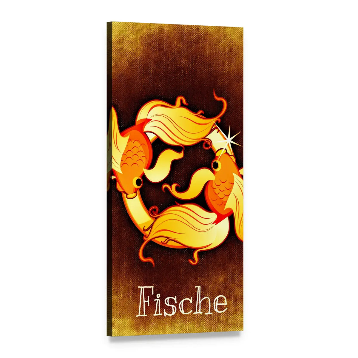 Pisces Goldfish Zodiac Illustration Vertical Canvas Wall Art, 1 panel 1 Vertical layout gallery wrapped canvas set, angled product view