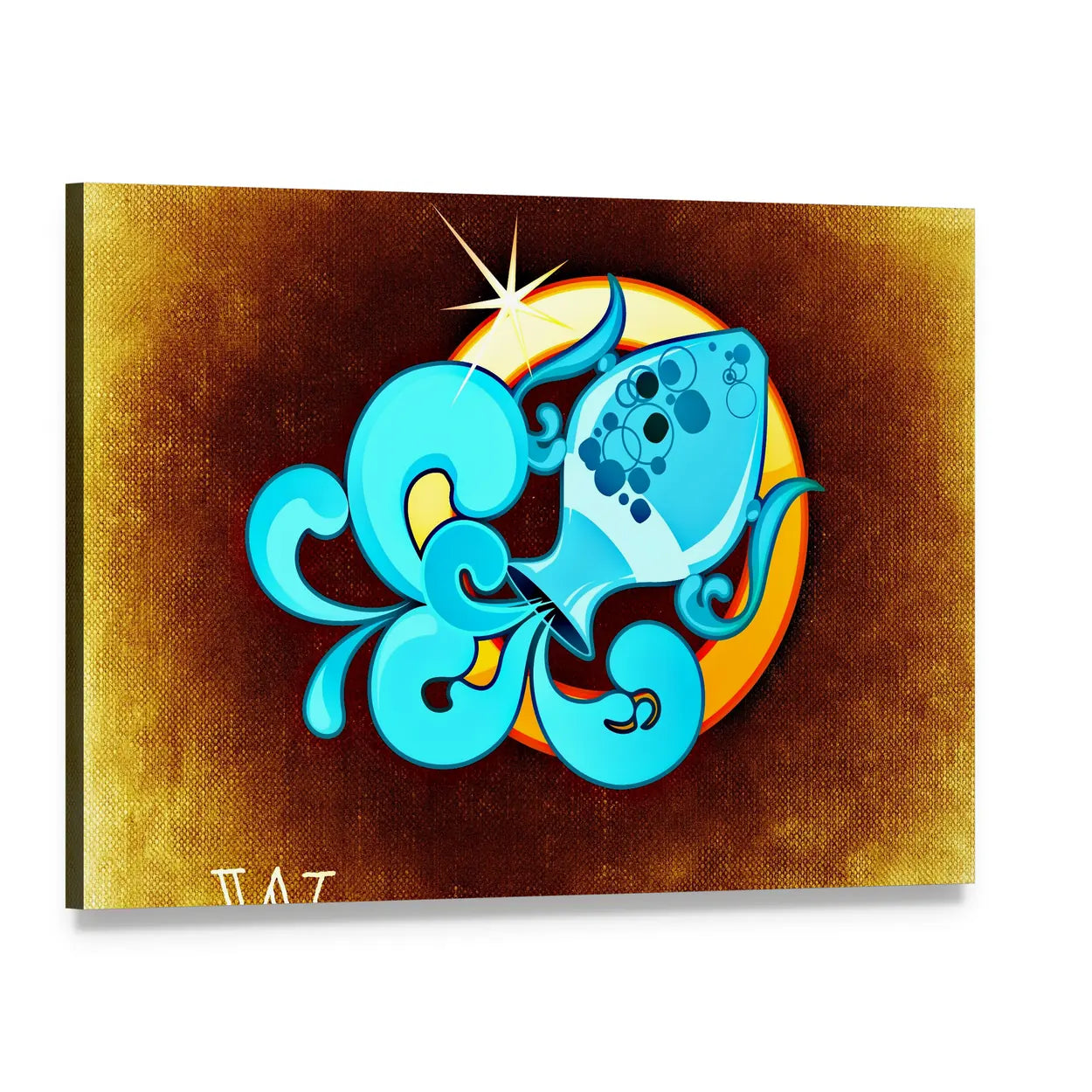Aquarius Zodiac Wassermann Illustration Canvas Wall Art, single panel gallery wrapped canvas, angled product view