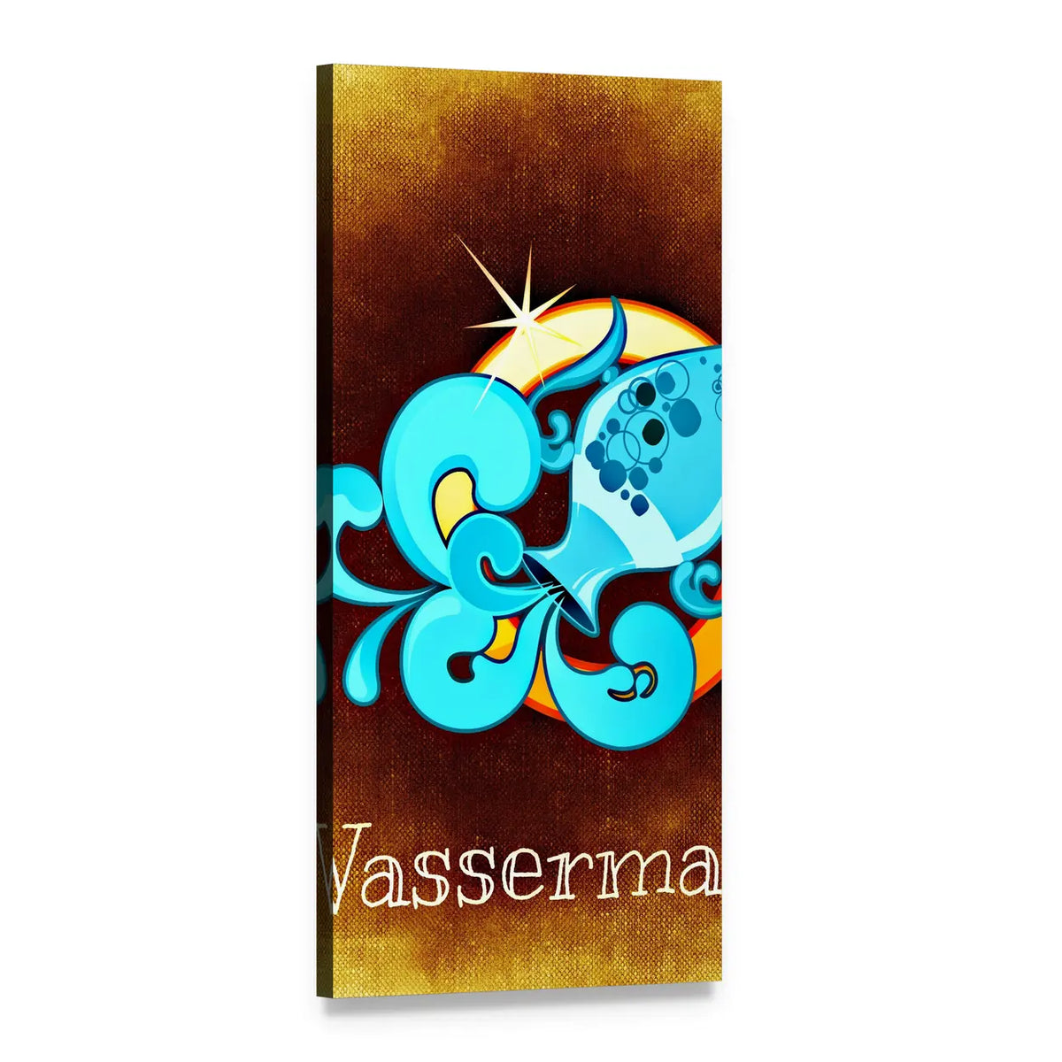 Aquarius Zodiac Typography Vertical Canvas Wall Art, 1 panel 1 Vertical layout gallery wrapped canvas set, angled product view