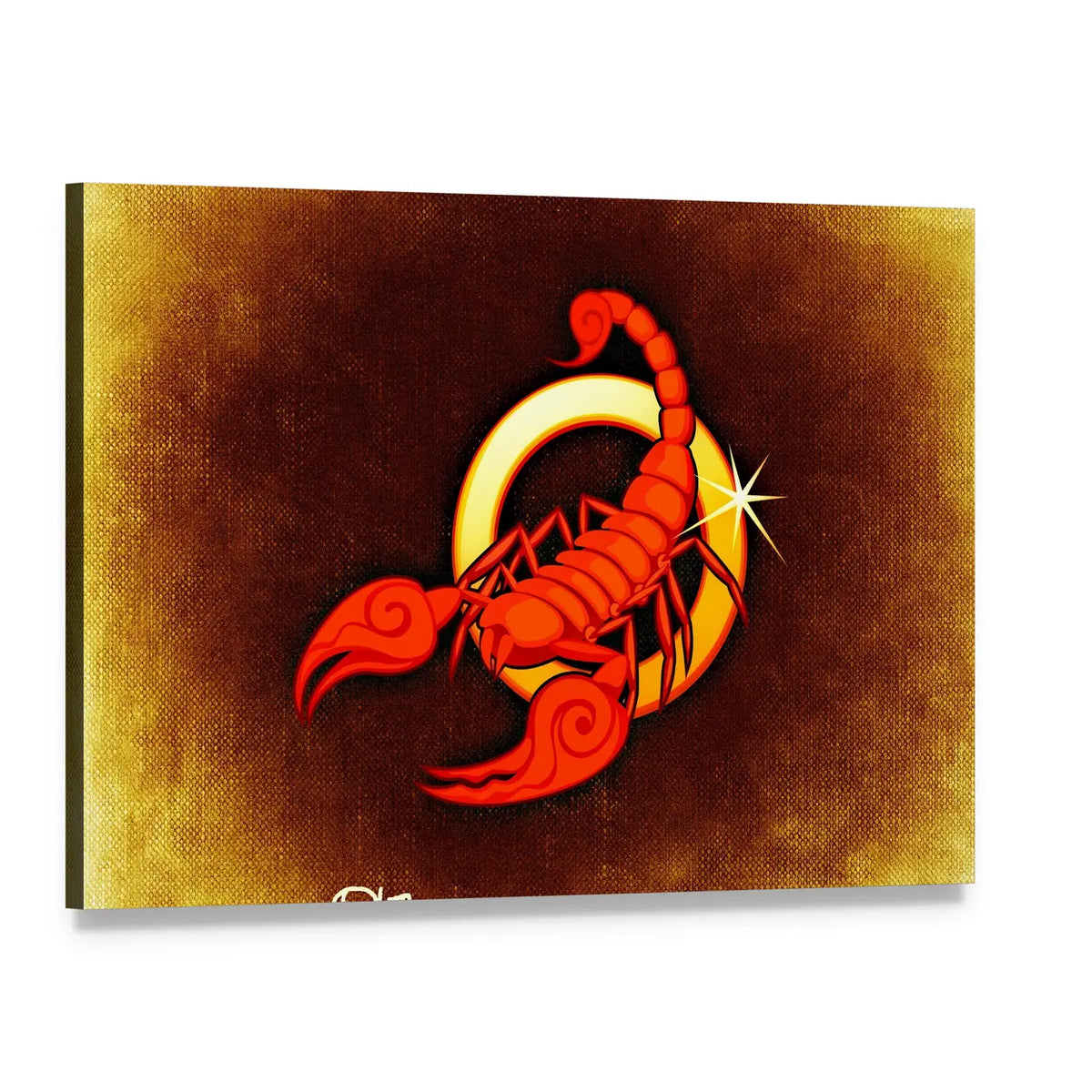 Scorpio Zodiac Scorpion Canvas Wall Art, single panel gallery wrapped canvas, angled product view