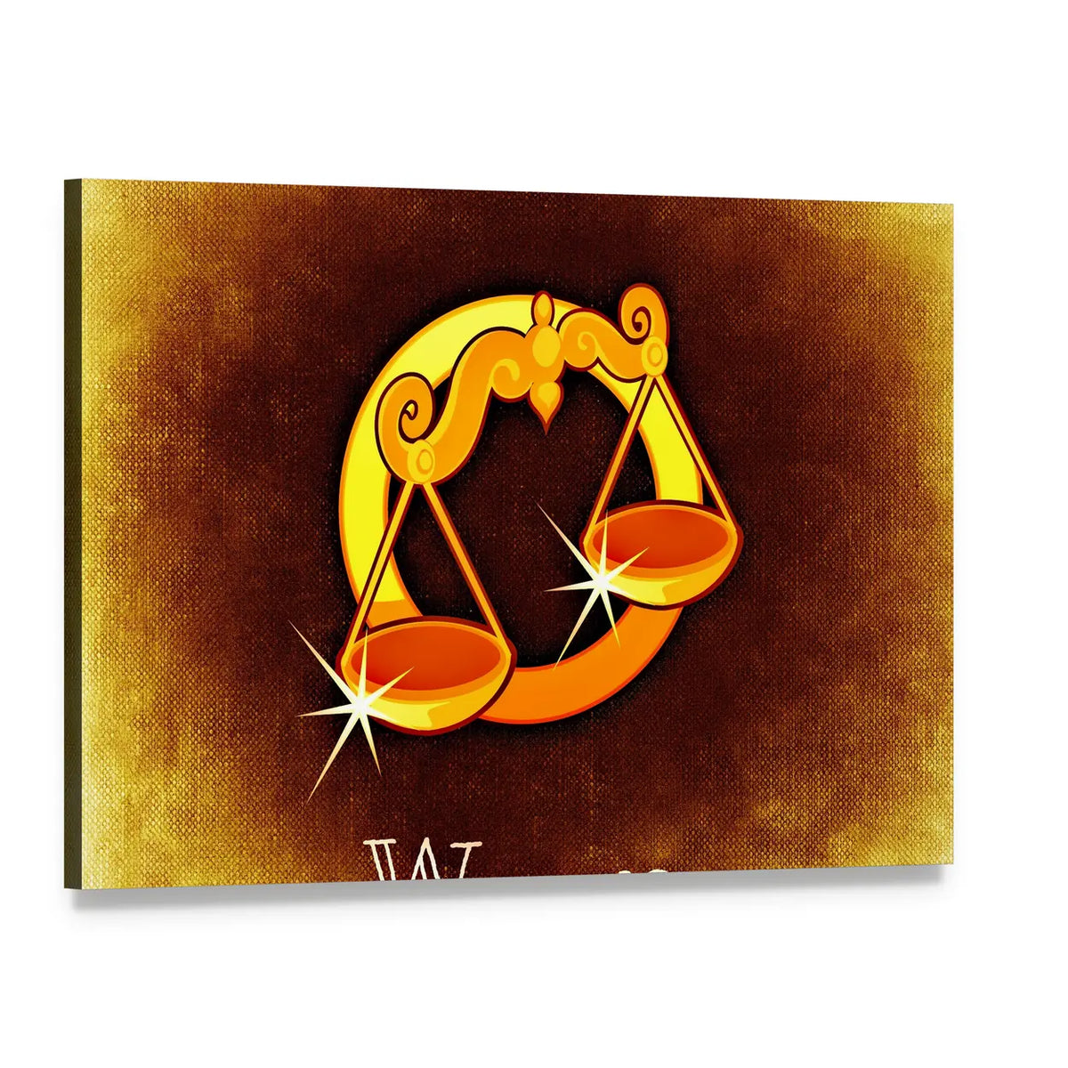 Libra Zodiac Symbol with Golden Scales Canvas Wall Art, single panel gallery wrapped canvas, angled product view