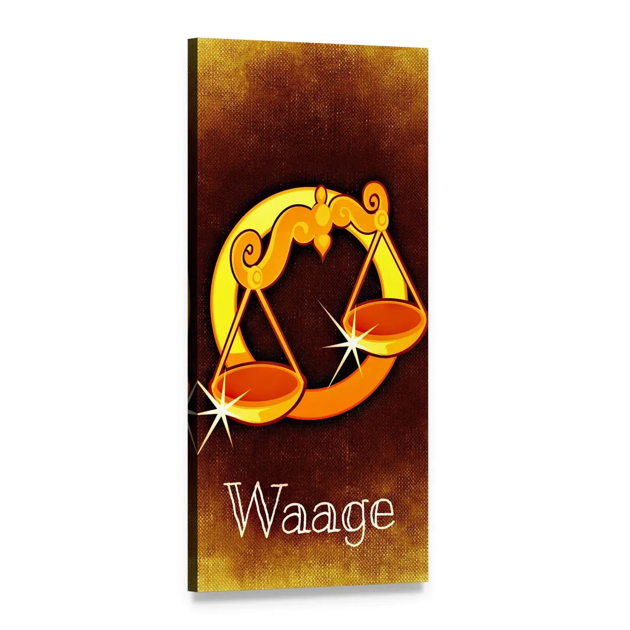 Golden Libra Scales with Waage Vertical Canvas Wall Art, 1 panel 1 Vertical layout gallery wrapped canvas set, angled product view