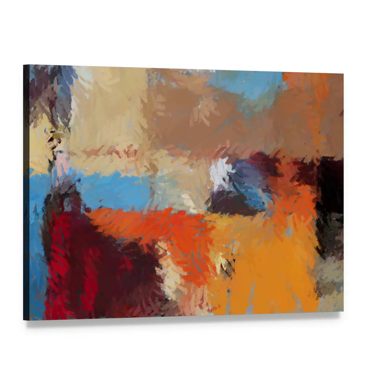 Hand-drawn Textured Abstract Painting Canvas Wall Art, single panel gallery wrapped canvas, angled product view