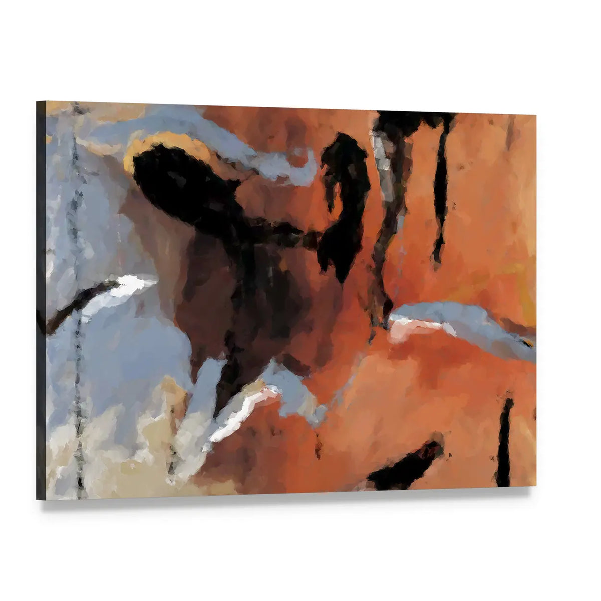 Grunge Orange Abstract Texture Canvas Wall Art, single panel gallery wrapped canvas, angled product view