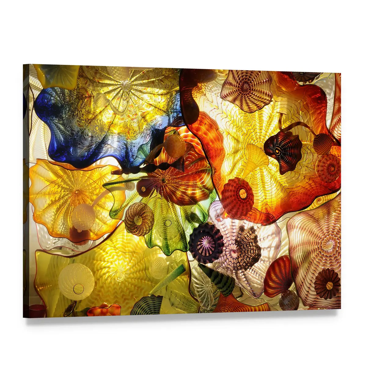Colorful Artistic Work With Glass Canvas Wall Art, single panel gallery wrapped canvas, angled product view