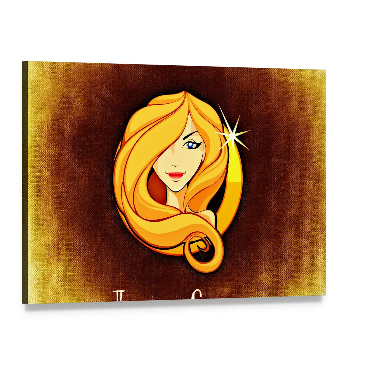 Virgo Jungfrau Zodiac Portrait Canvas Wall Art, single panel gallery wrapped canvas, angled product view