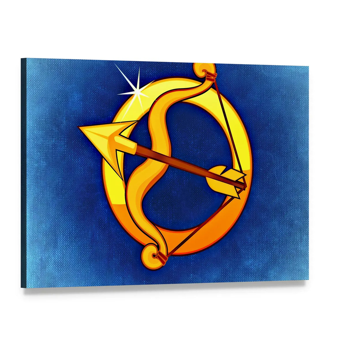 Sagittarius Bow and Arrow Canvas Wall Art, single panel gallery wrapped canvas, angled product view