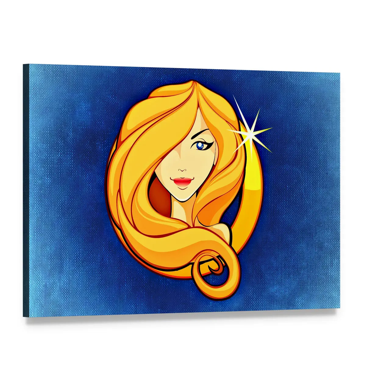 Virgo Zodiac Illustration Canvas Wall Art, single panel gallery wrapped canvas, angled product view