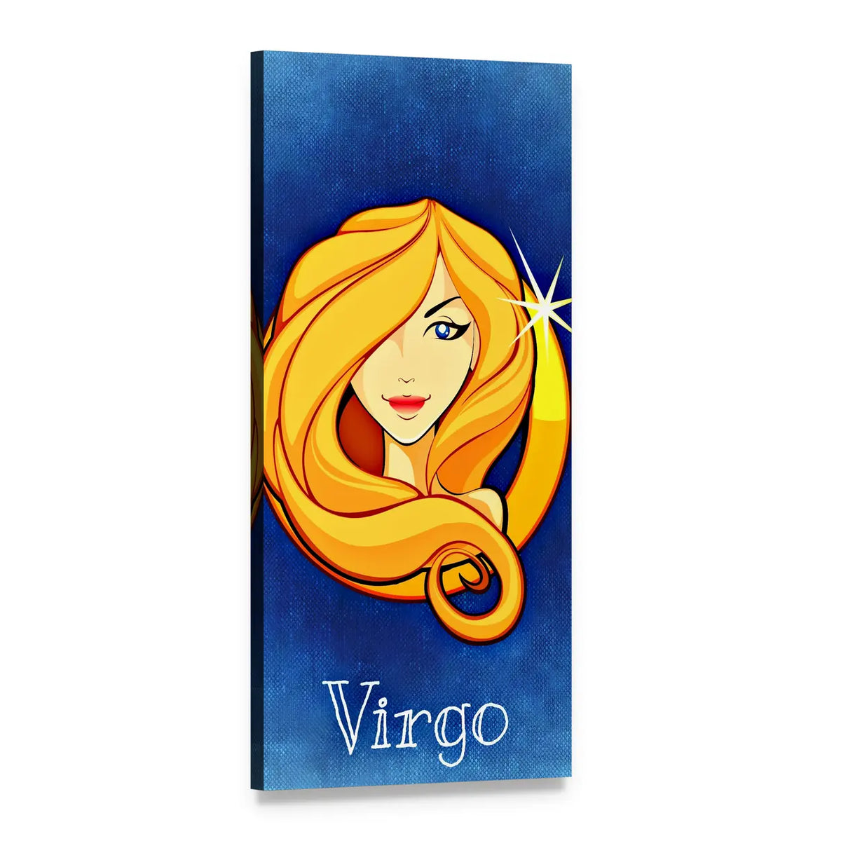 Virgo with Flowing Blonde Hair Vertical Canvas Wall Art, 1 panel 1 Vertical layout gallery wrapped canvas set, angled product view