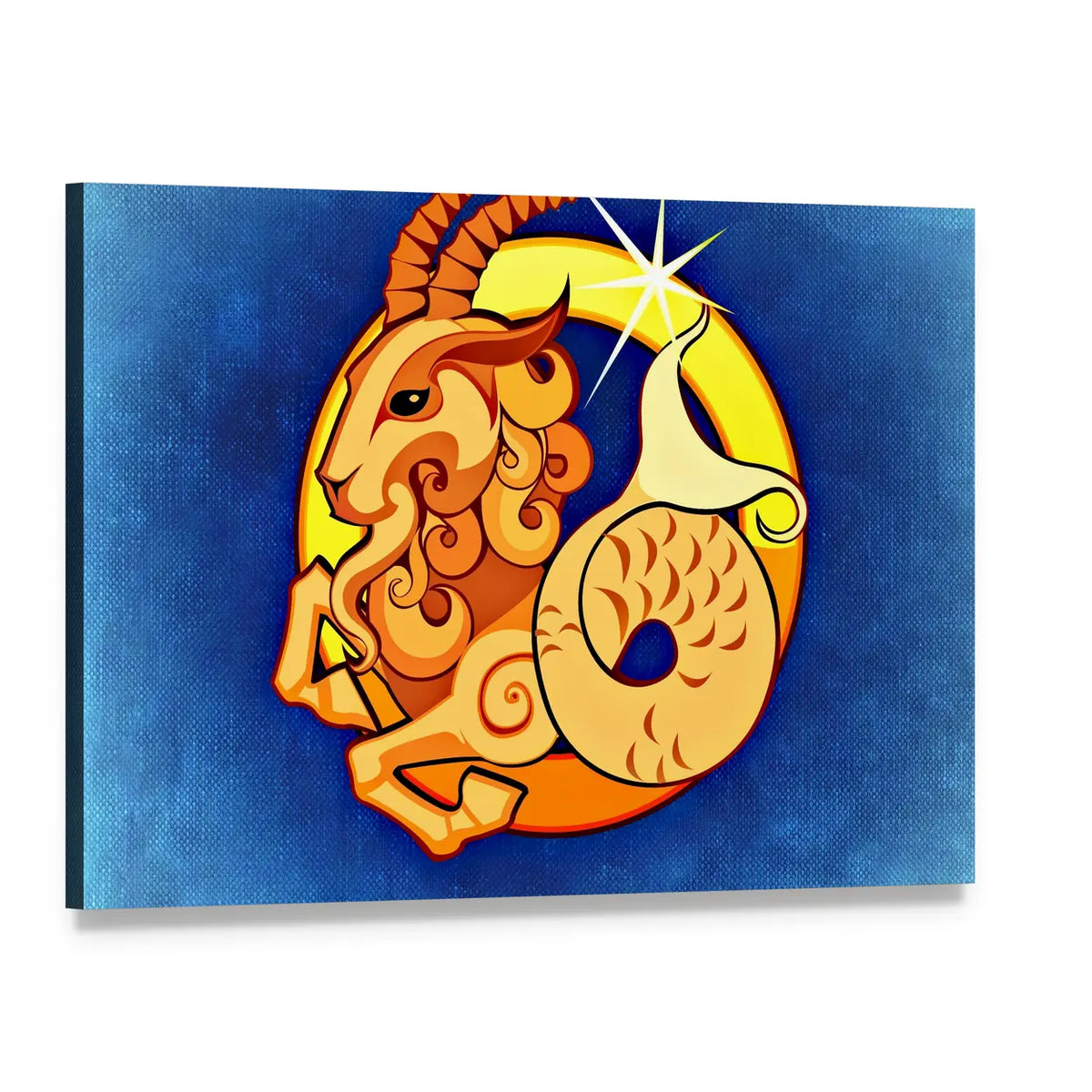 Capricorn Sea-goat Zodiac Canvas Wall Art, single panel gallery wrapped canvas, angled product view