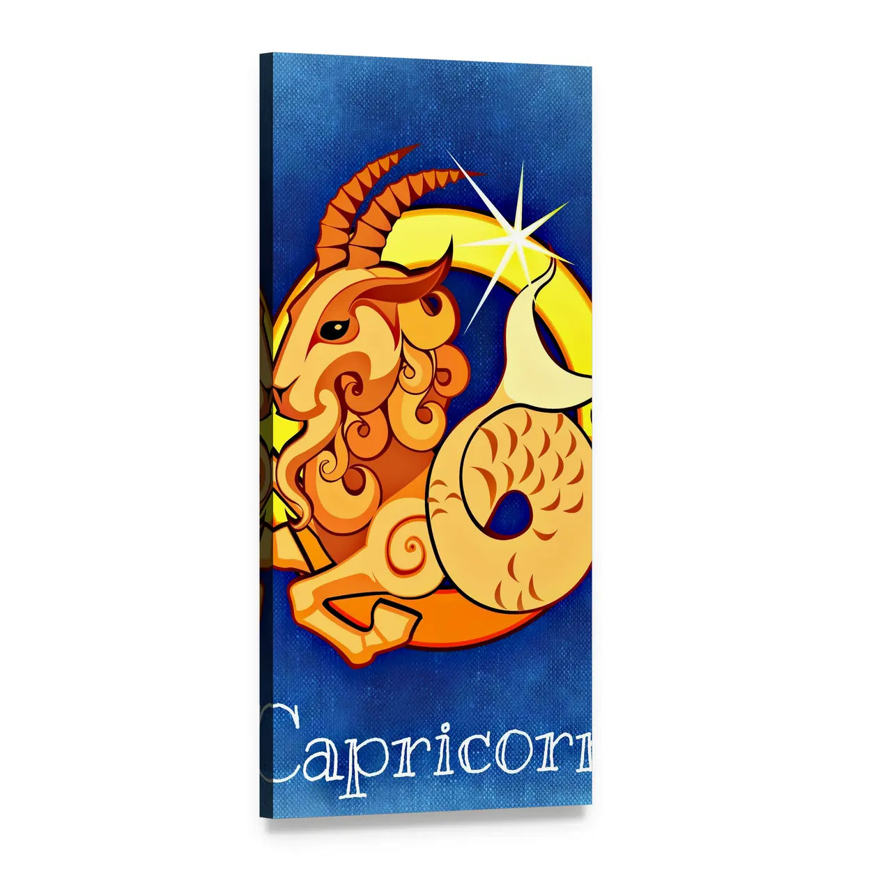 Capricorn Zodiac Sign Vertical Canvas Wall Art, 1 panel 1 Vertical layout gallery wrapped canvas set, angled product view
